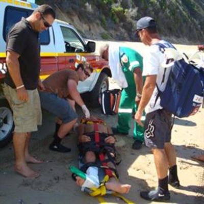 Woman reeled to safety