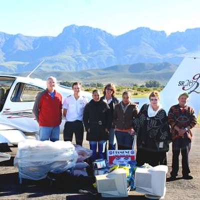 Flying in food for hungry children