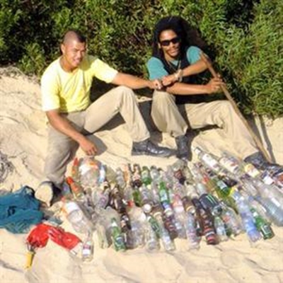 Rangers and conservationist clean beach