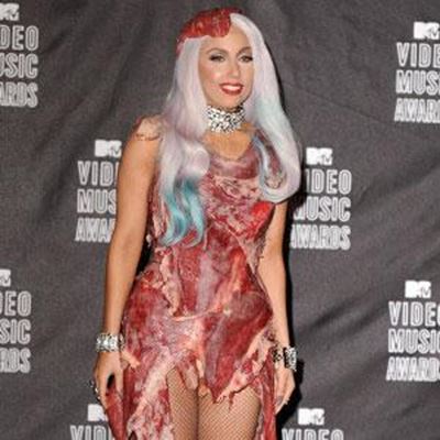 Lady Gaga's meat gown goes on display