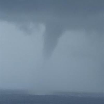 Waterspout passes by Knysna 