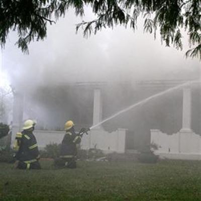 Brand verwoes Blanco-huis