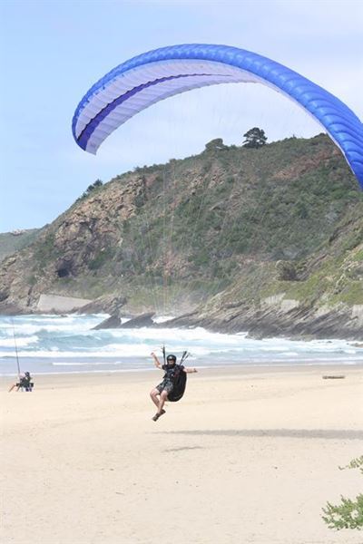 Paraglider crash lands on beach
