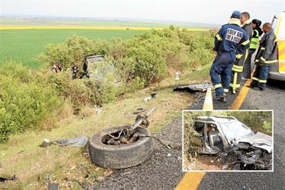 3 beseer in kop-aan-kop botsing