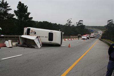 Taxi rolls on N2 highway