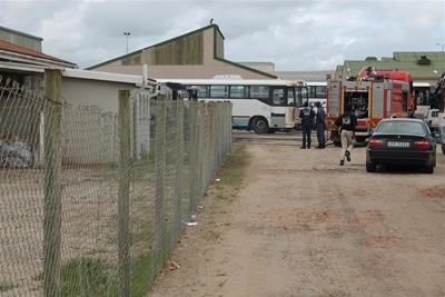 Two buses wrecked in fire