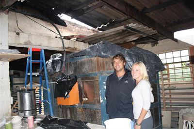 Fire at Wonki Ware pottery studio