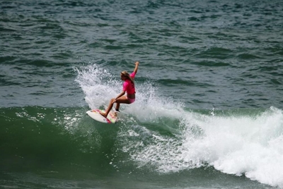 Junior surfers in action
