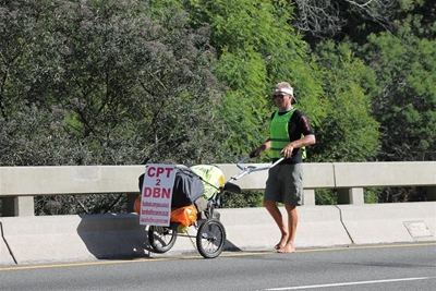 Barefoot from Cape Town to Durban for cancer