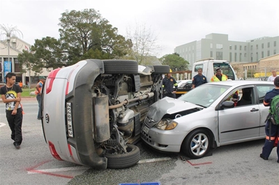 York Street accident: Car flips over
