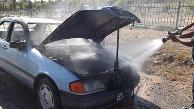 Mercedes gaan in vlamme op