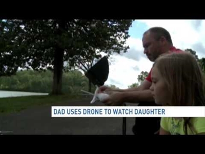 Dad uses drone to follow daughter to school