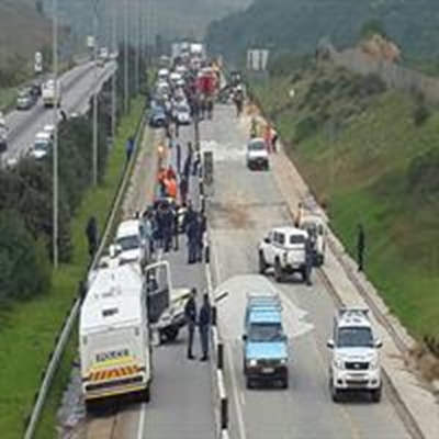 Police use rubber bullets to disperse protesters on the N2