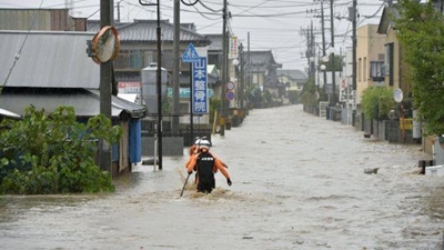 Massive flooding swamps Japan city