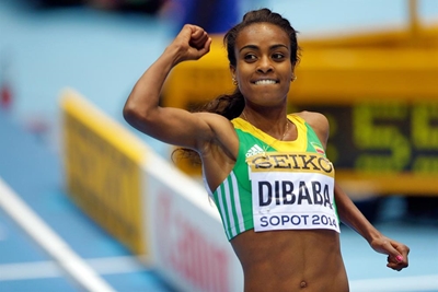 Ethiopian Dibaba after world indoor mile record