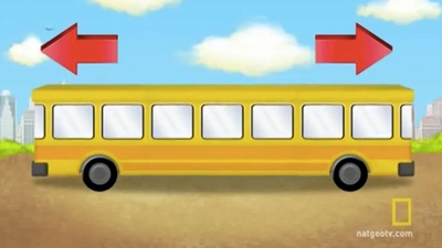 Which way is the school bus going?