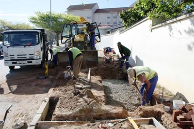 1st permanent bus shelters being built