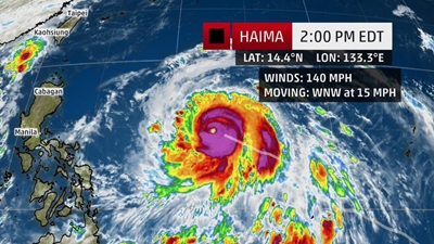 Over 90,000 people flee from Typhoon Haima