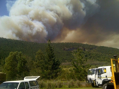 Fire out of control in Plett