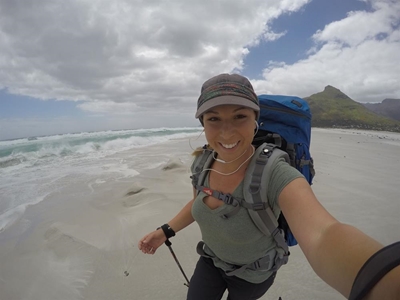 Adventurer walking along SA's coastline