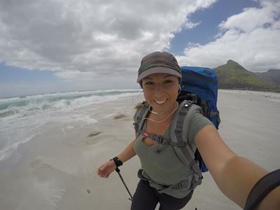 Adventurer walking along SA's coastline