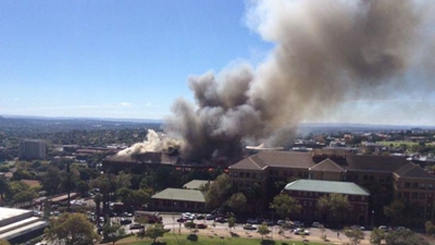 Building on fire in Braamfontein office park