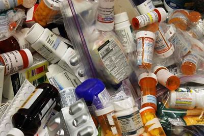 Medical waste dumped on pavement