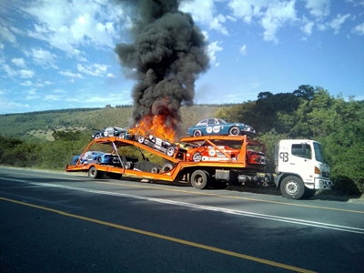 Hillclimb racing cars on fire