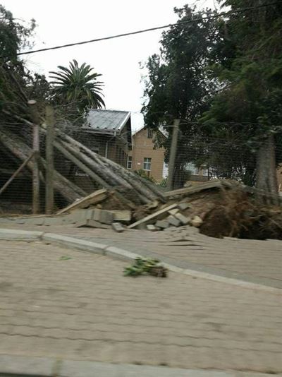 Winde beskadig dakke, bome en huise