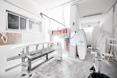 A co-working space for surfboard shapers