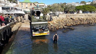 Navy boat launches from Mossel Bay