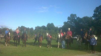 Tien ruiters op galop