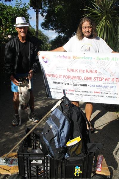 Men and a dog on a mission