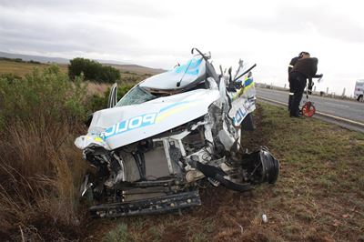Man steals police van, causes accident
