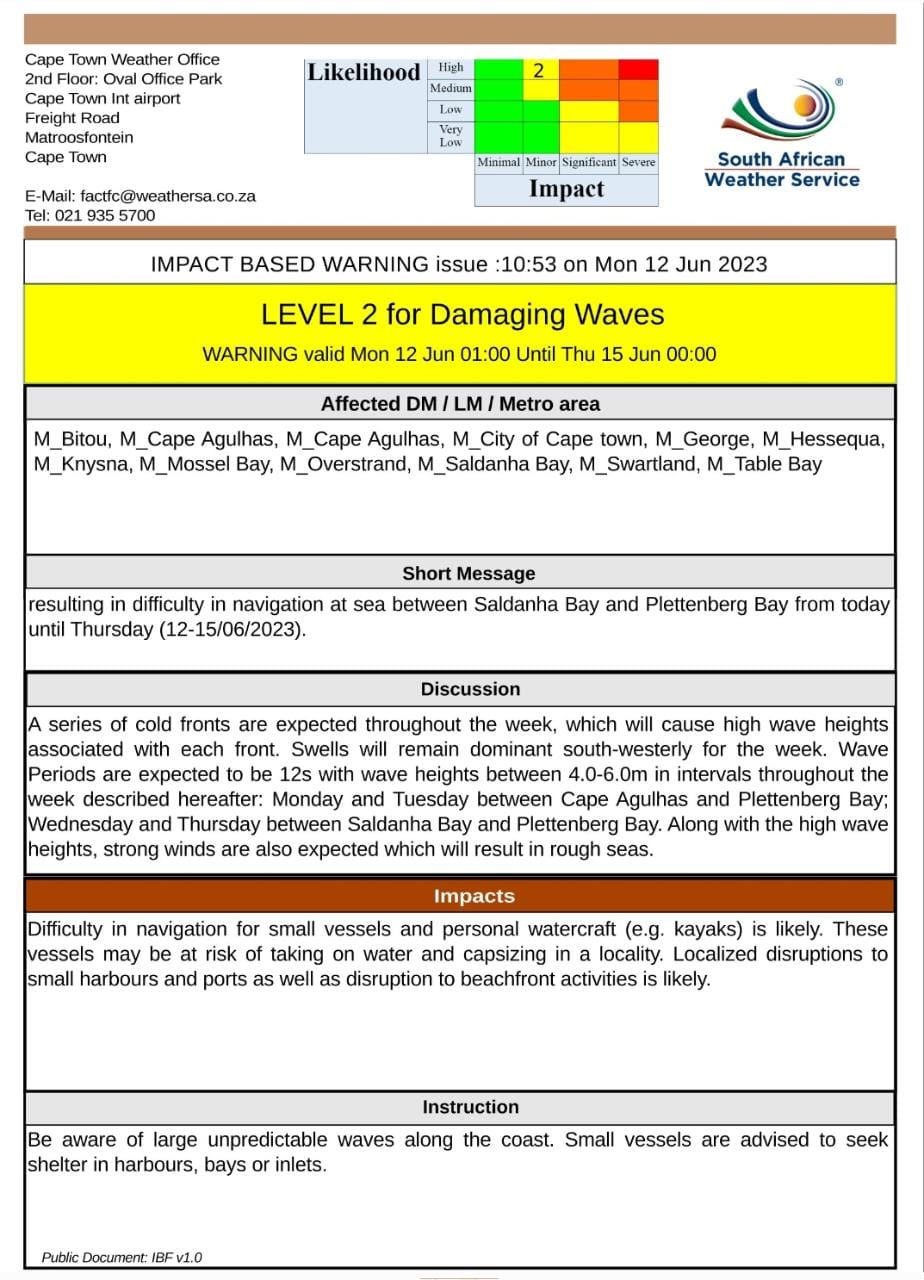 Impact based weather warning for Western Cape and Namaqua | George Herald