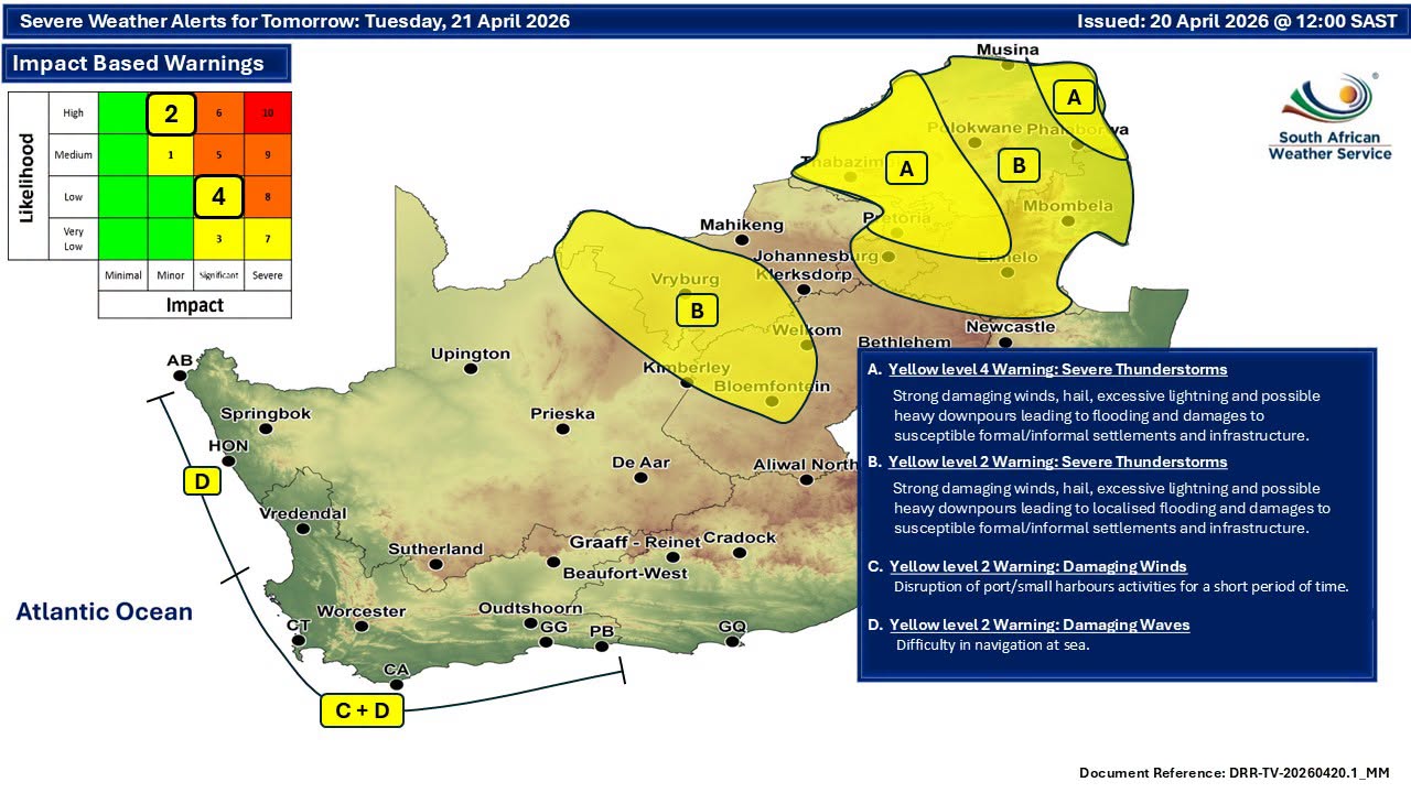 Yellow level 2 warning for severe thunderstorms | Knysna-Plett Herald