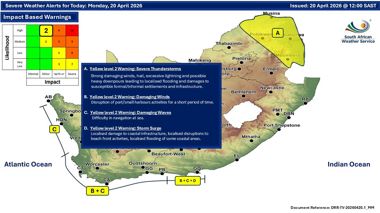 Yellow level 2 warning for severe thunderstorms | George Herald
