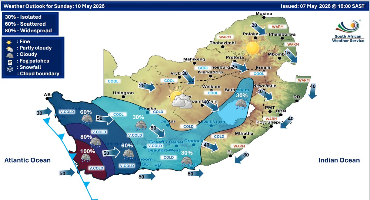 Weather service warns of cold front in the Western Cape, Northern Cape ...