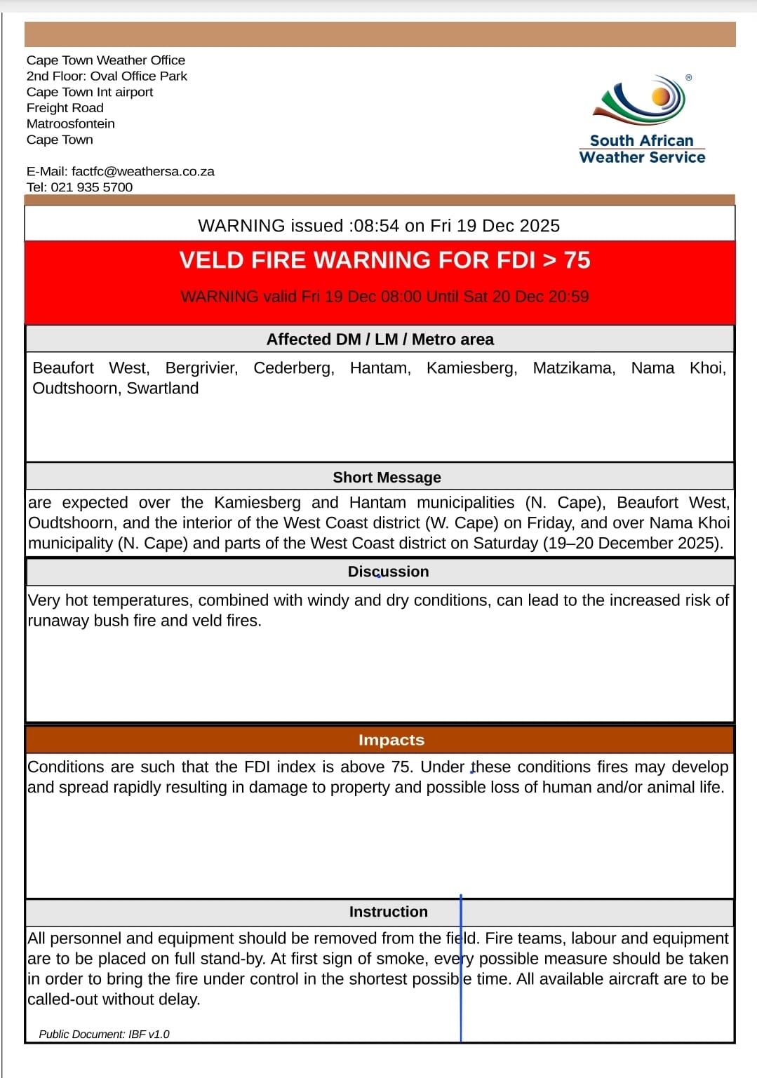 Strong winds and high fire danger warning for Western Cape | George Herald