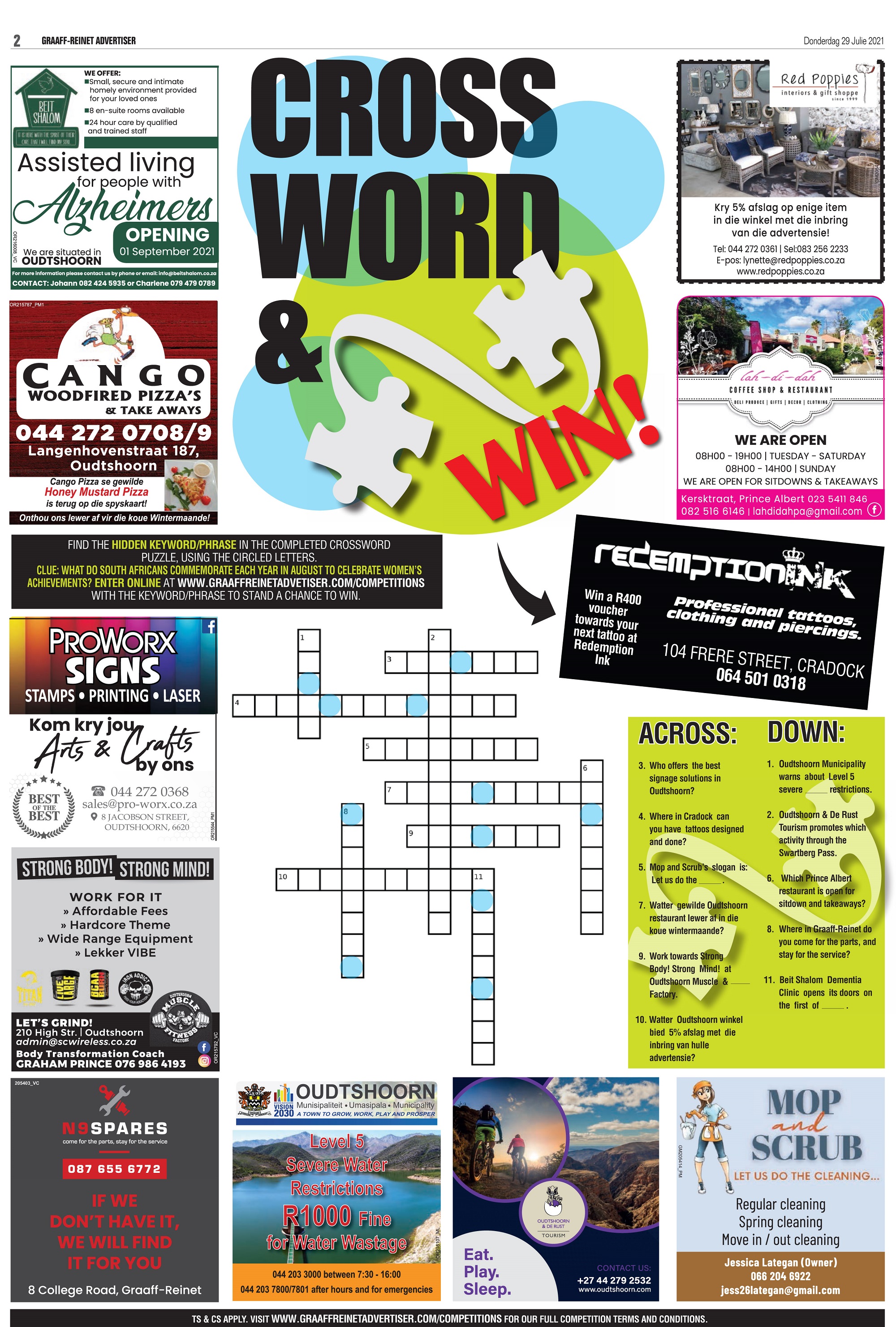 Competition MONTHLY CROSSWORD WIN A R400 VOUCHER TOWARDS YOUR NEXT